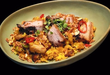 Crispy Lemongrass Chili Pork Belly w/ Fried Rice